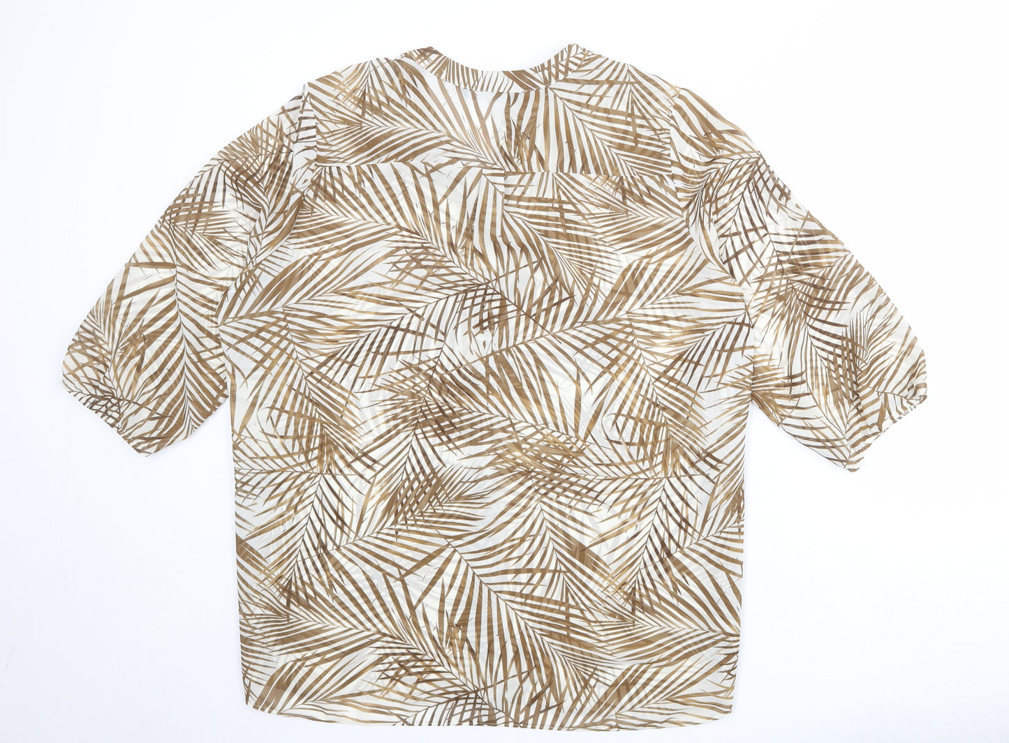 Bonmarché Womens Ivory Geometric Polyester Basic Blouse Size 20 V-Neck