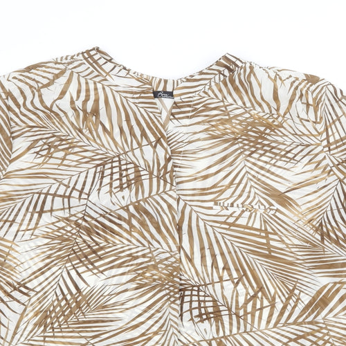 Bonmarché Womens Ivory Geometric Polyester Basic Blouse Size 20 V-Neck