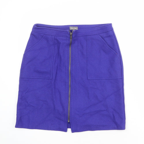 Phase Eight Womens Blue Wool A-Line Skirt Size 12 Zip