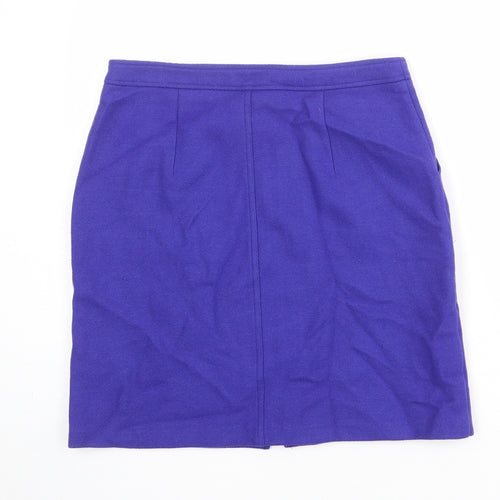 Phase Eight Womens Blue Wool A-Line Skirt Size 12 Zip