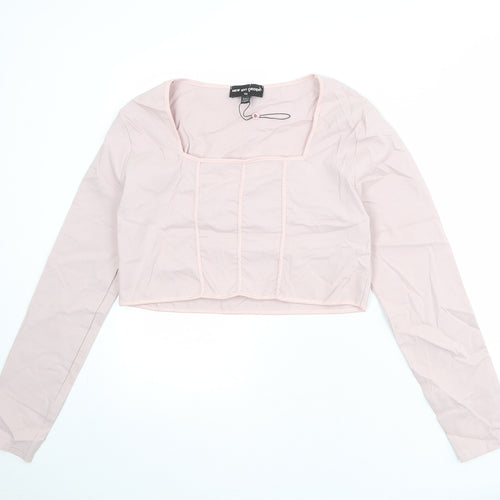 New Girl Order Womens Pink Viscose Cropped Blouse Size 22 Square Neck
