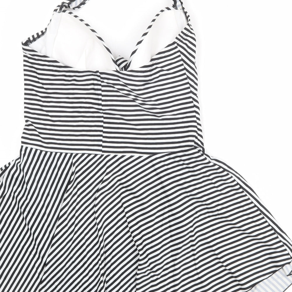JD Williams Womens Black Striped Polyester One Piece Size 20