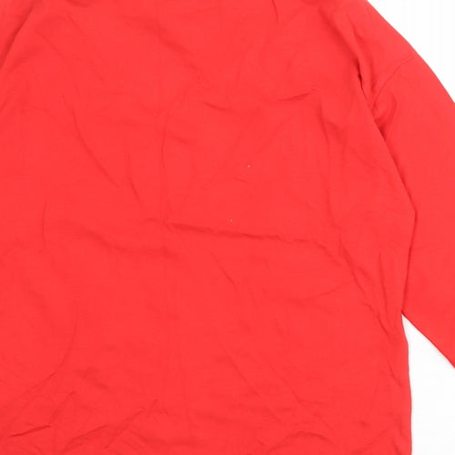 Marks and Spencer Girls Red 100% Cotton Pullover T-Shirt Size 13-14 Years Round Neck Pullover - Good Vibes Only