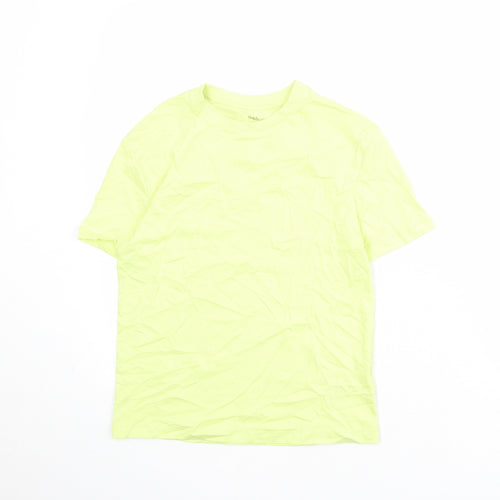 Marks and Spencer Boys Yellow Cotton Basic T-Shirt Size 9-10 Years Round Neck Pullover