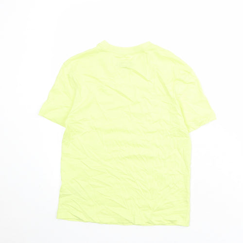Marks and Spencer Boys Yellow Cotton Basic T-Shirt Size 9-10 Years Round Neck Pullover