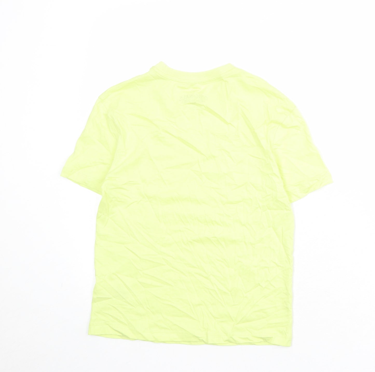 Marks and Spencer Boys Yellow Cotton Basic T-Shirt Size 9-10 Years Round Neck Pullover