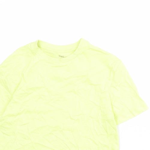 Marks and Spencer Boys Yellow Cotton Basic T-Shirt Size 9-10 Years Round Neck Pullover