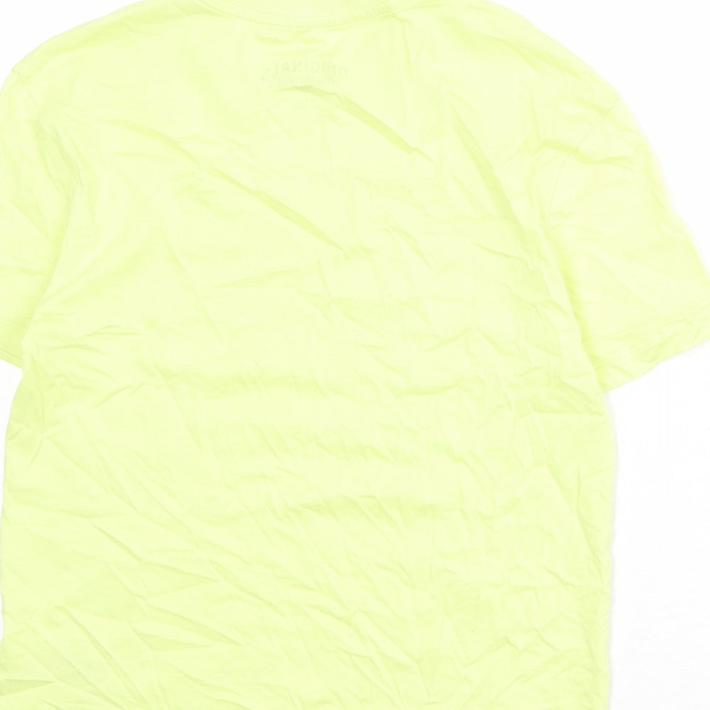 Marks and Spencer Boys Yellow Cotton Basic T-Shirt Size 9-10 Years Round Neck Pullover