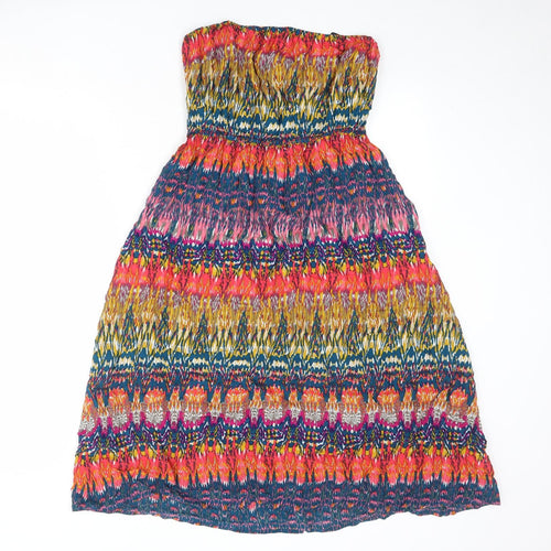 New Look Womens Multicoloured Geometric Viscose Fit & Flare Size 12 Off the Shoulder Pullover