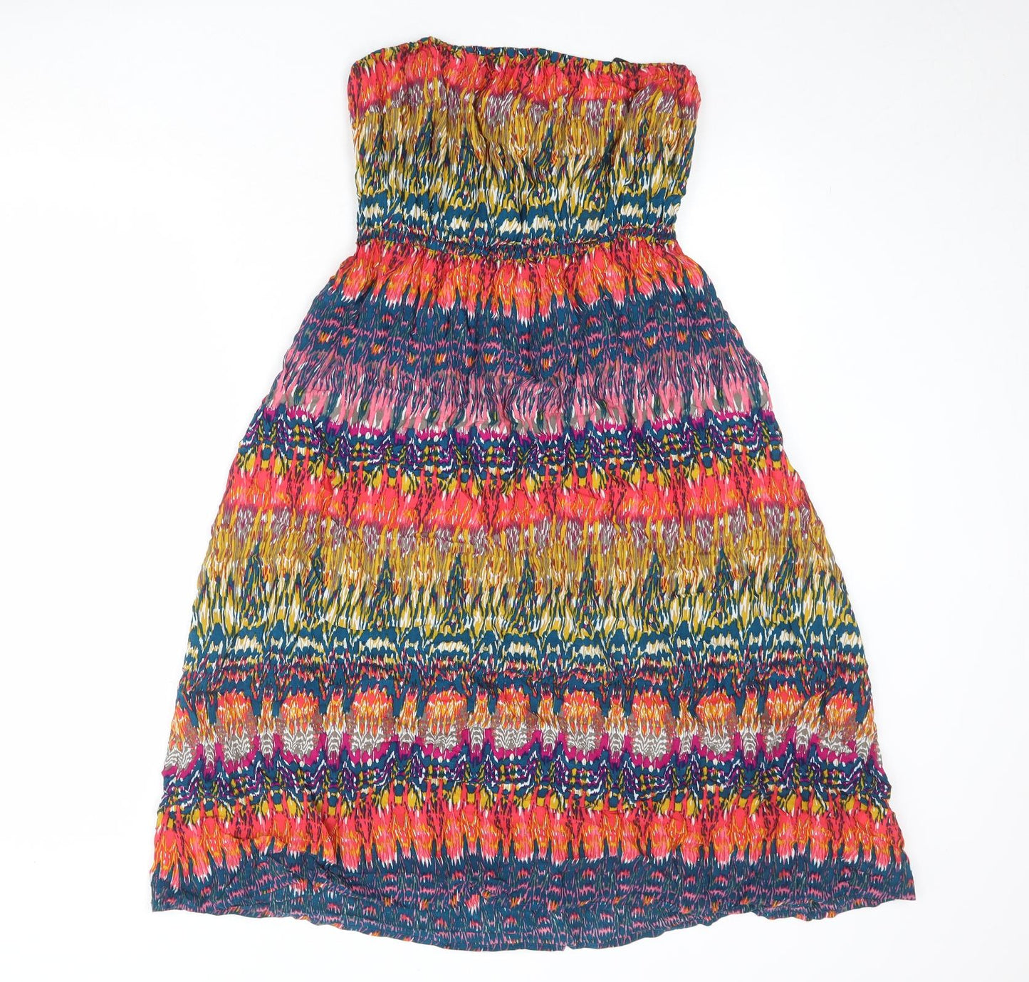 New Look Womens Multicoloured Geometric Viscose Fit & Flare Size 12 Off the Shoulder Pullover
