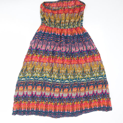 New Look Womens Multicoloured Geometric Viscose Fit & Flare Size 12 Off the Shoulder Pullover