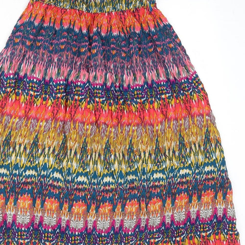New Look Womens Multicoloured Geometric Viscose Fit & Flare Size 12 Off the Shoulder Pullover