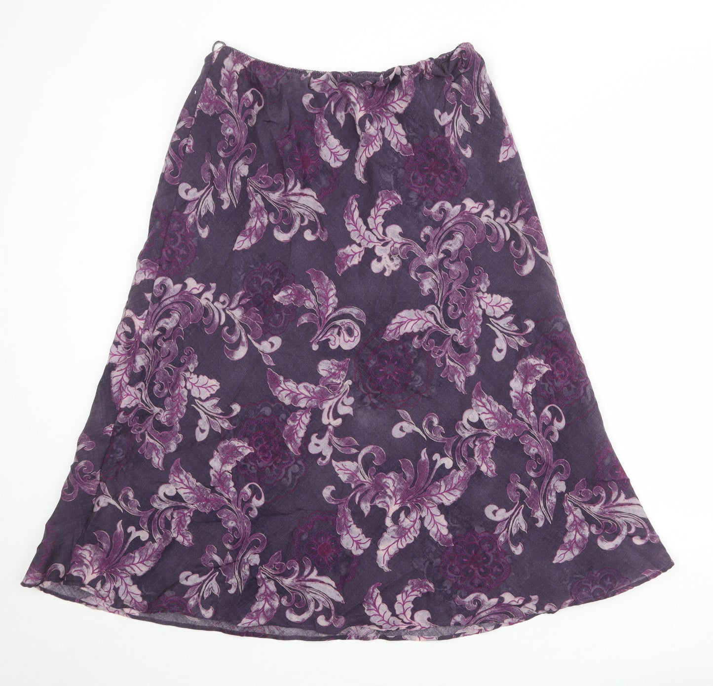 Jacques Vert Womens Purple Geometric Wool Swing Skirt Size 14