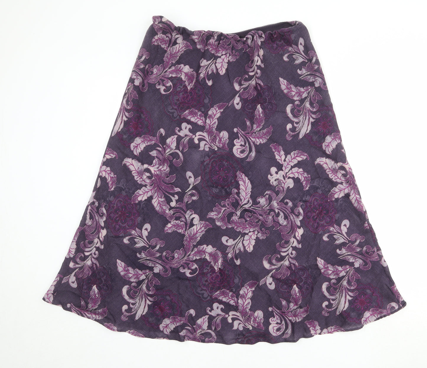 Jacques Vert Womens Purple Geometric Wool Swing Skirt Size 14