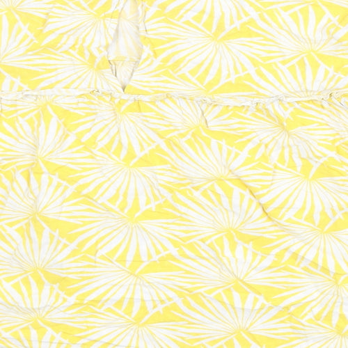 Marks and Spencer Womens Yellow Geometric Viscose Basic Blouse Size 14 Boat Neck