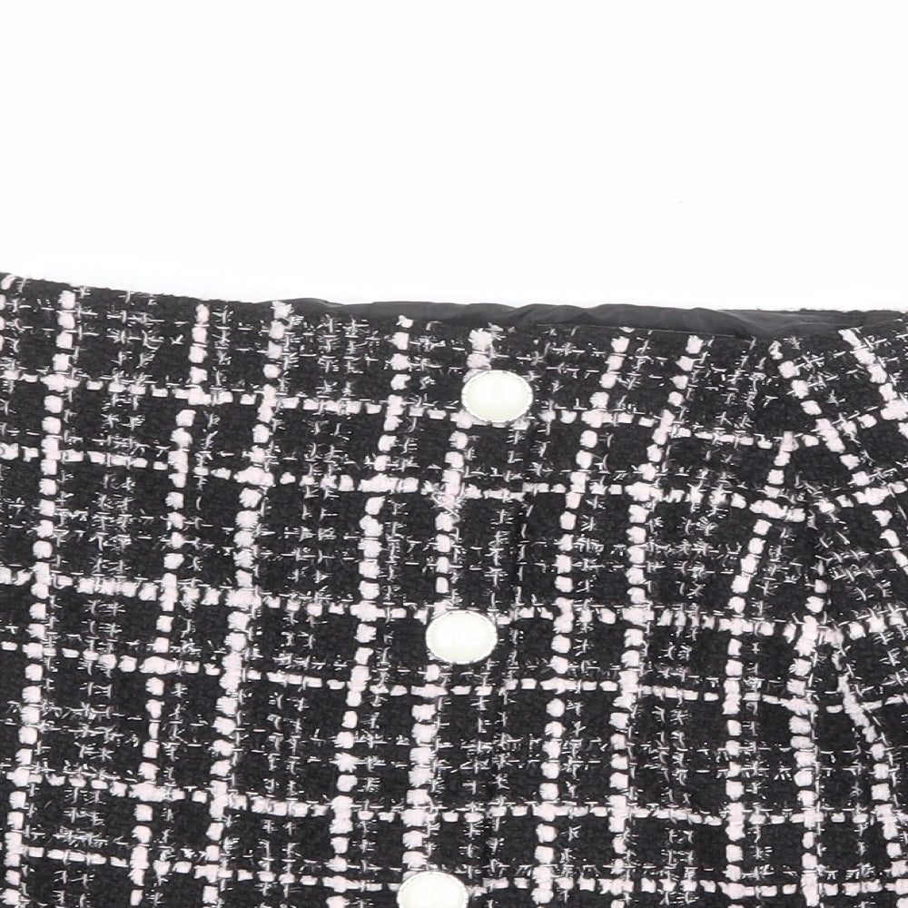 Miss Selfridge Womens Black Plaid Polyester A-Line Skirt Size 6 Button