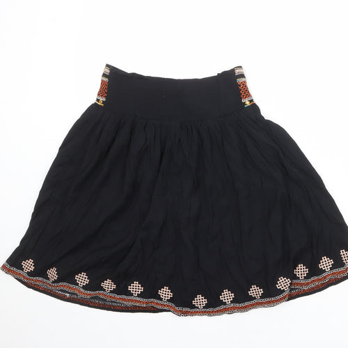 Indigo Womens Black Geometric Polyester Swing Skirt Size 8