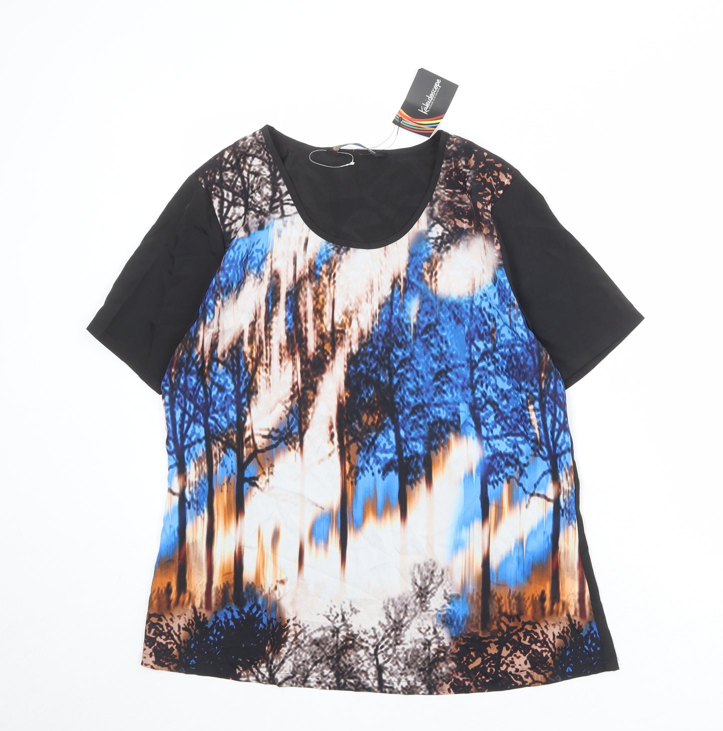Kaleidoscope Womens Multicoloured Geometric Polyester Basic T-Shirt Size 10 Scoop Neck