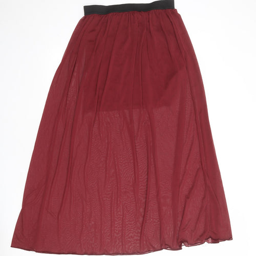 Miss Selfridge Womens Red Polyester Peasant Skirt Size 12 - Sheer overlay