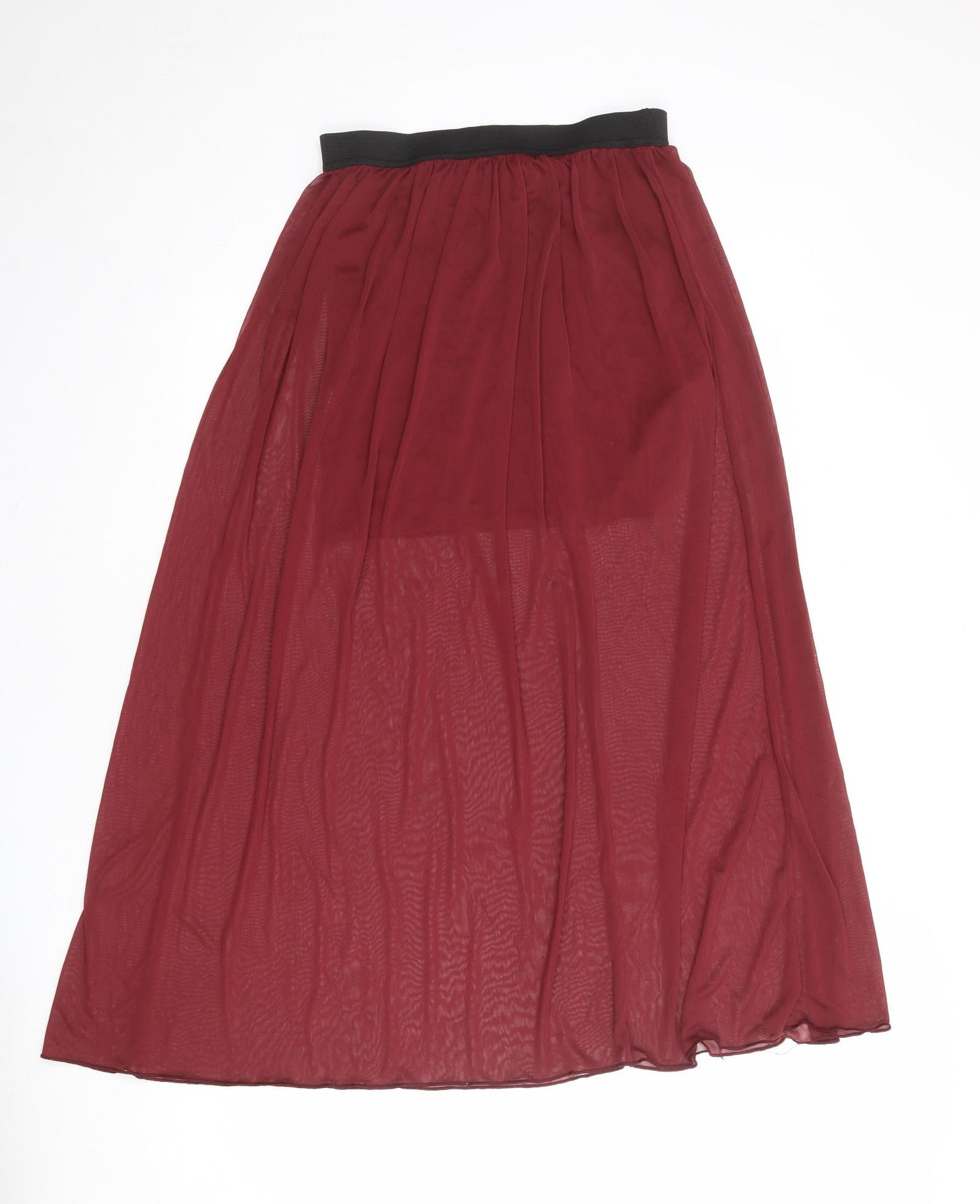 Miss Selfridge Womens Red Polyester Peasant Skirt Size 12 - Sheer overlay