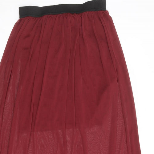 Miss Selfridge Womens Red Polyester Peasant Skirt Size 12 - Sheer overlay