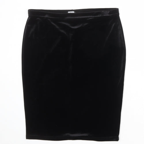 M&Co Womens Black Polyester Straight & Pencil Skirt Size 12