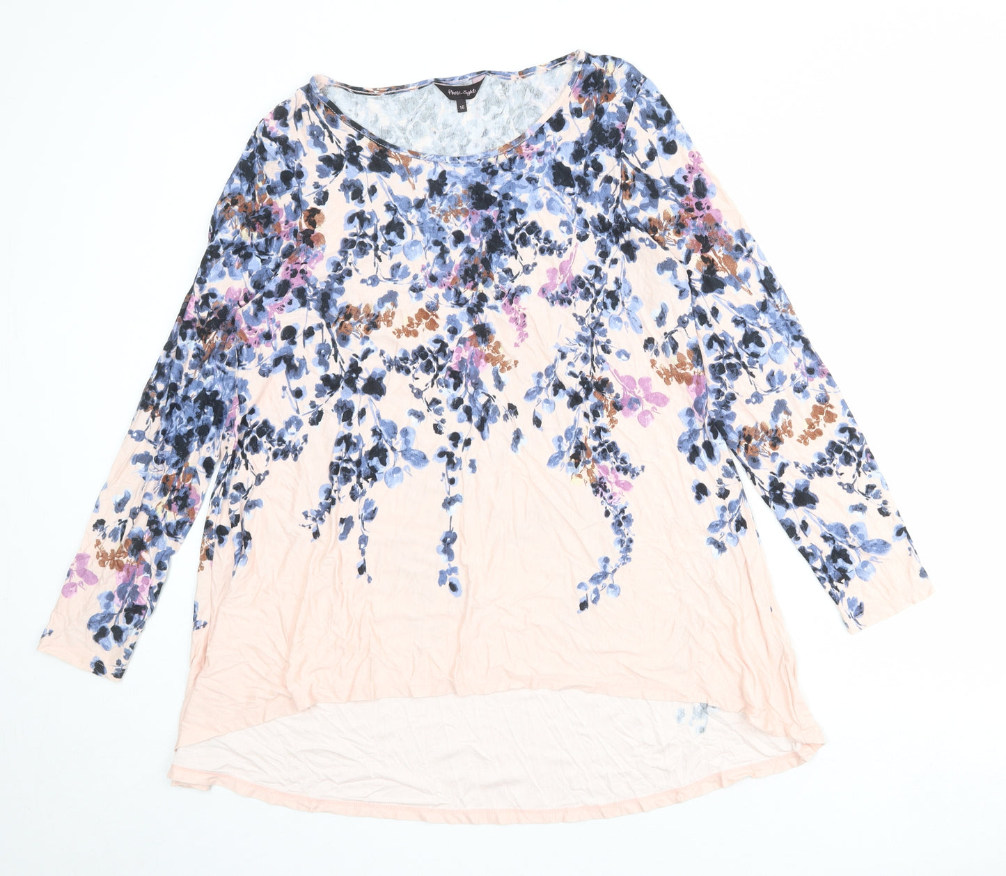 Phase Eight Womens Pink Floral Viscose Tunic Blouse Size 16 Boat Neck