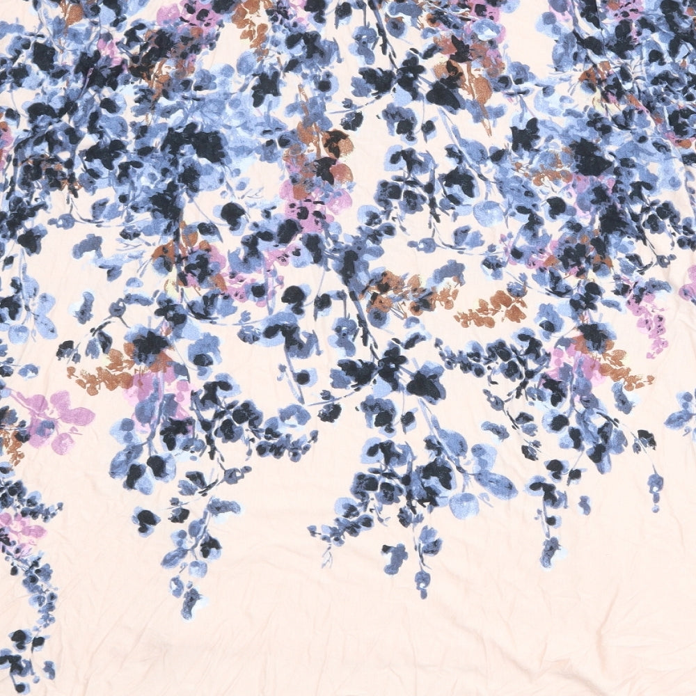 Phase Eight Womens Pink Floral Viscose Tunic Blouse Size 16 Boat Neck
