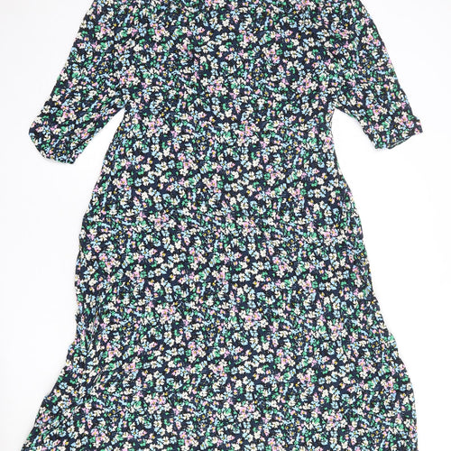 Marks and Spencer Womens Multicoloured Floral Viscose Maxi Size 16 Round Neck Zip