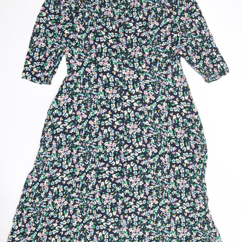 Marks and Spencer Womens Multicoloured Floral Viscose Maxi Size 16 Round Neck Zip