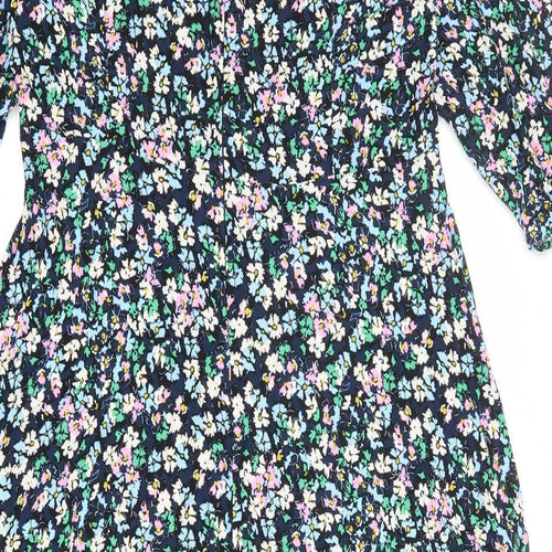 Marks and Spencer Womens Multicoloured Floral Viscose Maxi Size 16 Round Neck Zip