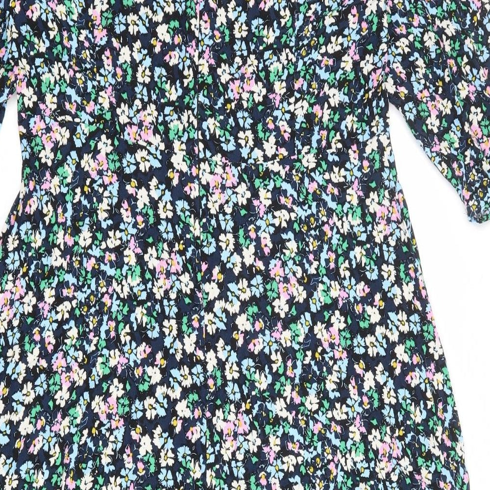 Marks and Spencer Womens Multicoloured Floral Viscose Maxi Size 16 Round Neck Zip