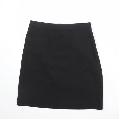 NEXT Womens Black Polyester A-Line Skirt Size 8 Zip