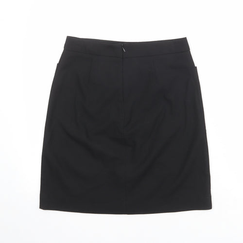 NEXT Womens Black Polyester A-Line Skirt Size 8 Zip