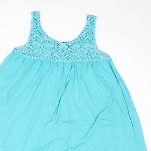 H&M Womens Blue Cotton Tank Dress Size S Round Neck Pullover