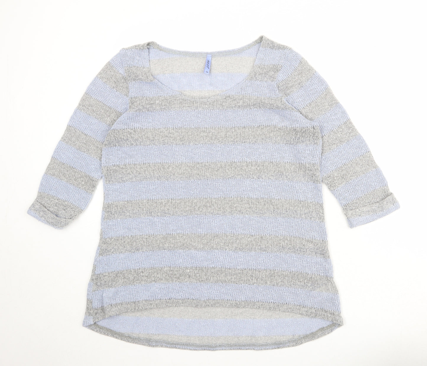 NEXT Womens Blue Round Neck Striped Polyester Pullover Jumper Size 20