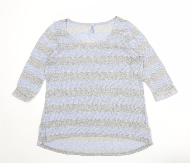 NEXT Womens Blue Round Neck Striped Polyester Pullover Jumper Size 20