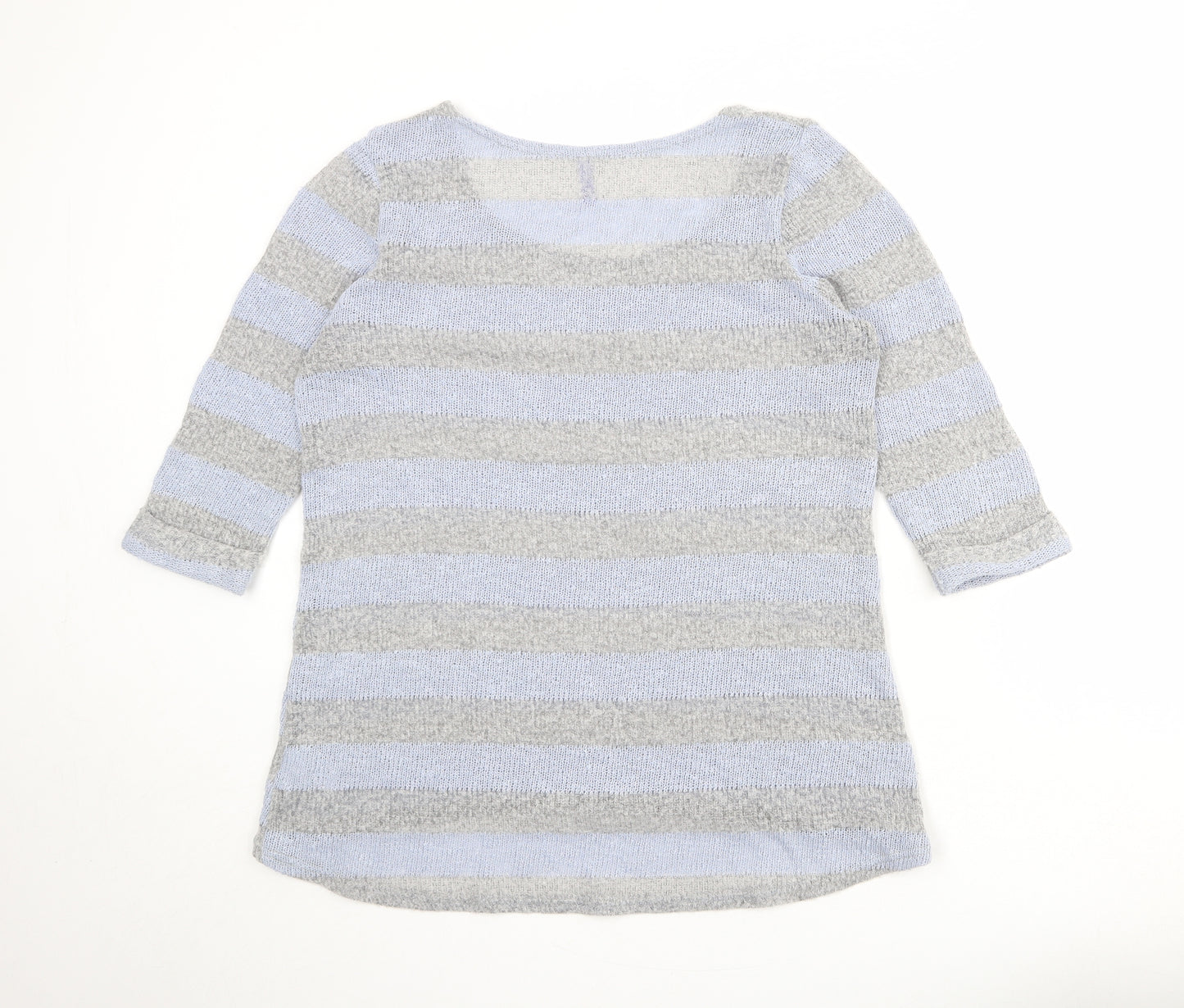 NEXT Womens Blue Round Neck Striped Polyester Pullover Jumper Size 20