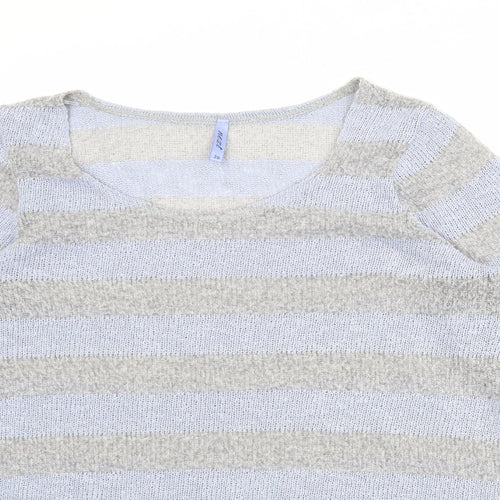 NEXT Womens Blue Round Neck Striped Polyester Pullover Jumper Size 20
