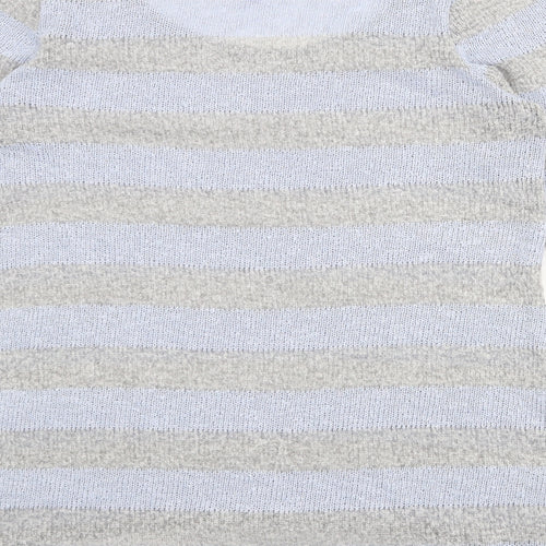 NEXT Womens Blue Round Neck Striped Polyester Pullover Jumper Size 20
