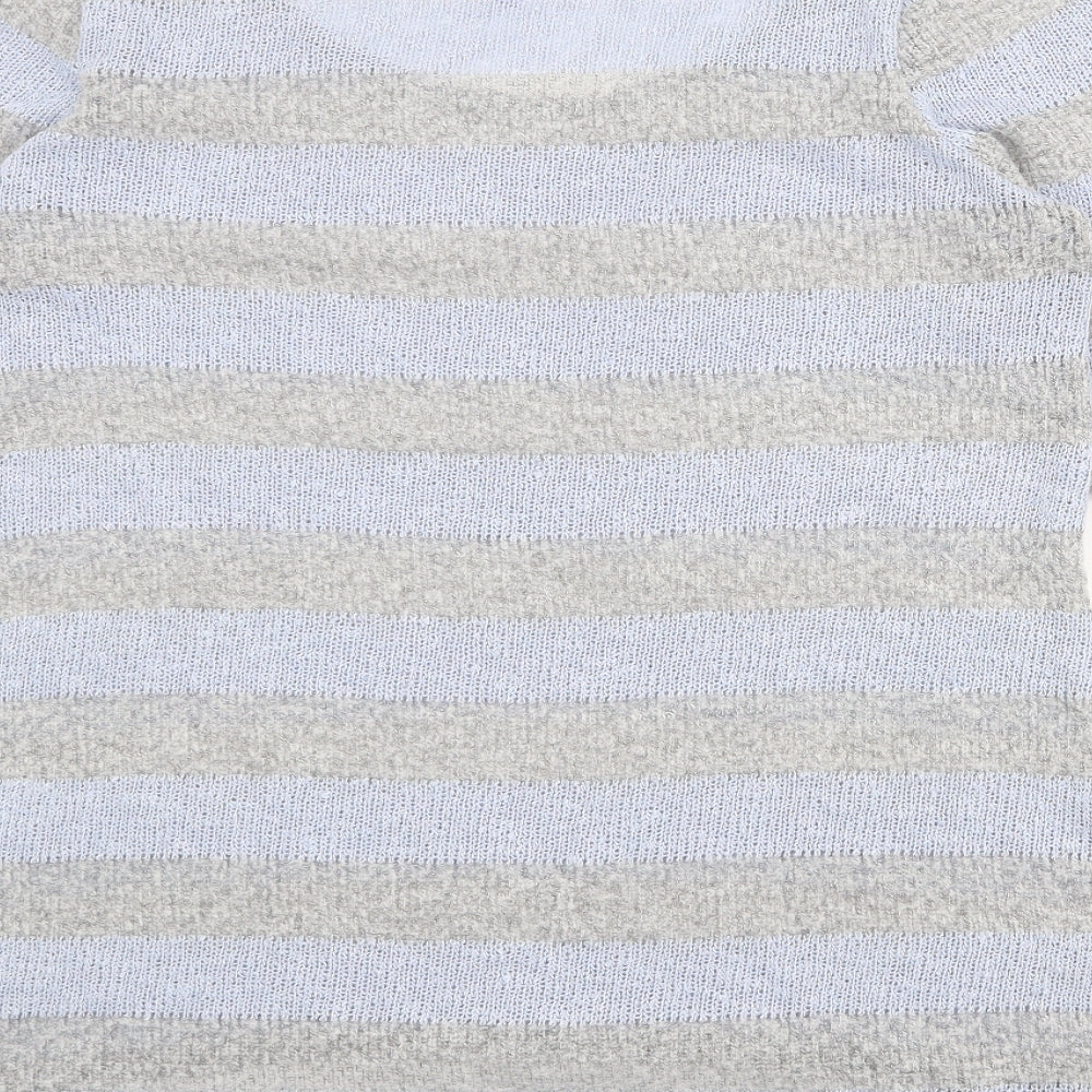 NEXT Womens Blue Round Neck Striped Polyester Pullover Jumper Size 20