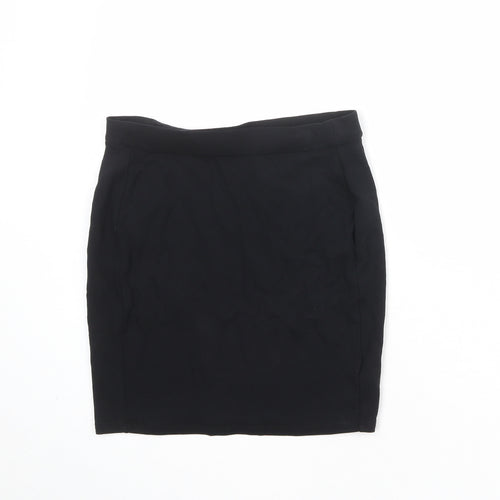 Marks and Spencer Girls Black Viscose Mini Skirt Size 13-14 Years Regular Pull On
