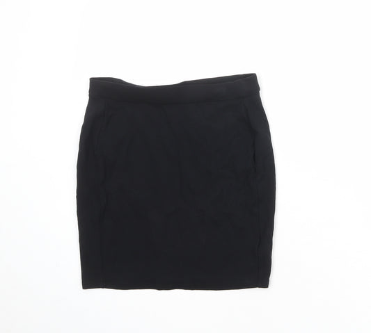 Marks and Spencer Girls Black Viscose Mini Skirt Size 13-14 Years Regular Pull On