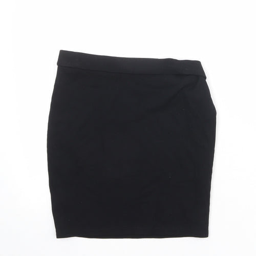 Marks and Spencer Girls Black Viscose Mini Skirt Size 13-14 Years Regular Pull On
