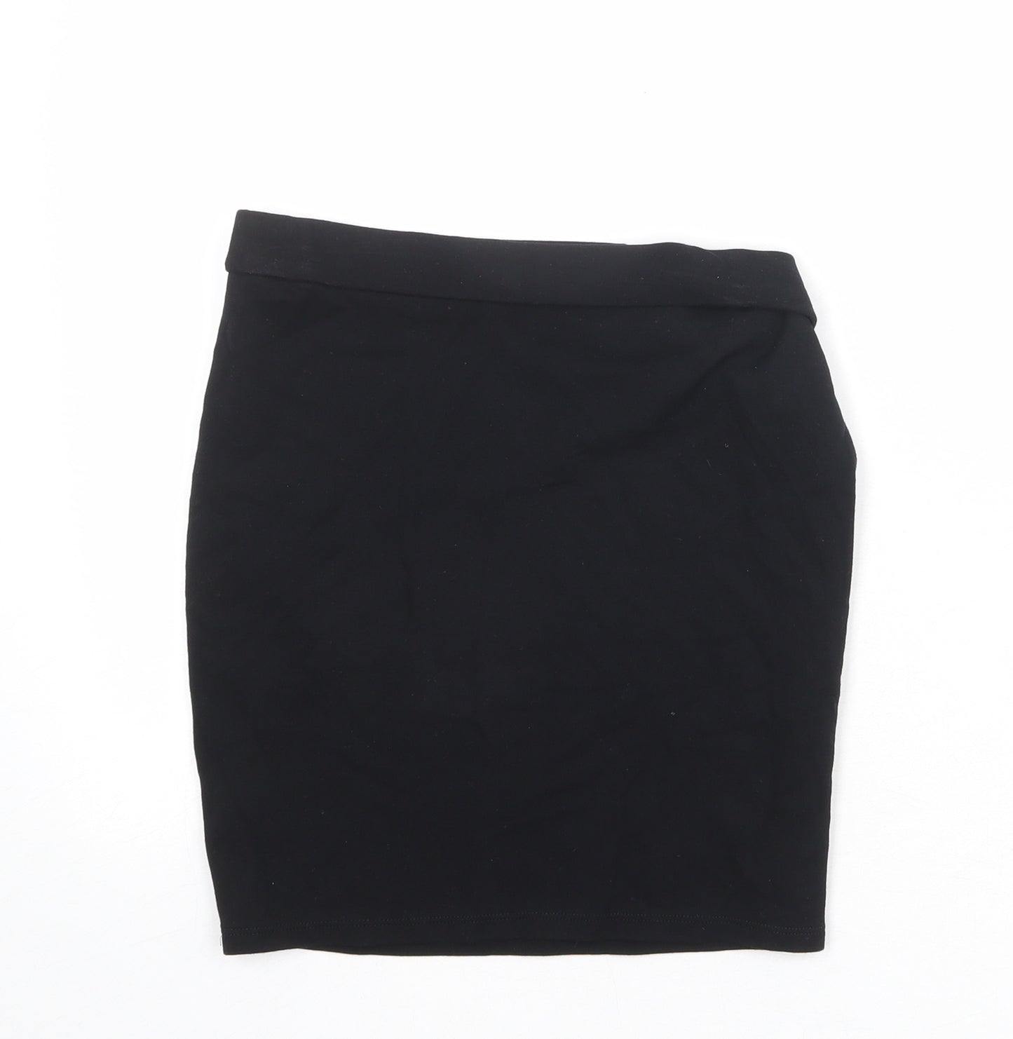 Marks and Spencer Girls Black Viscose Mini Skirt Size 13-14 Years Regular Pull On