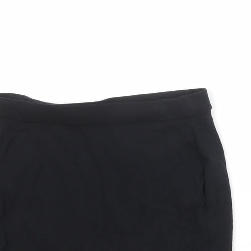 Marks and Spencer Girls Black Viscose Mini Skirt Size 13-14 Years Regular Pull On