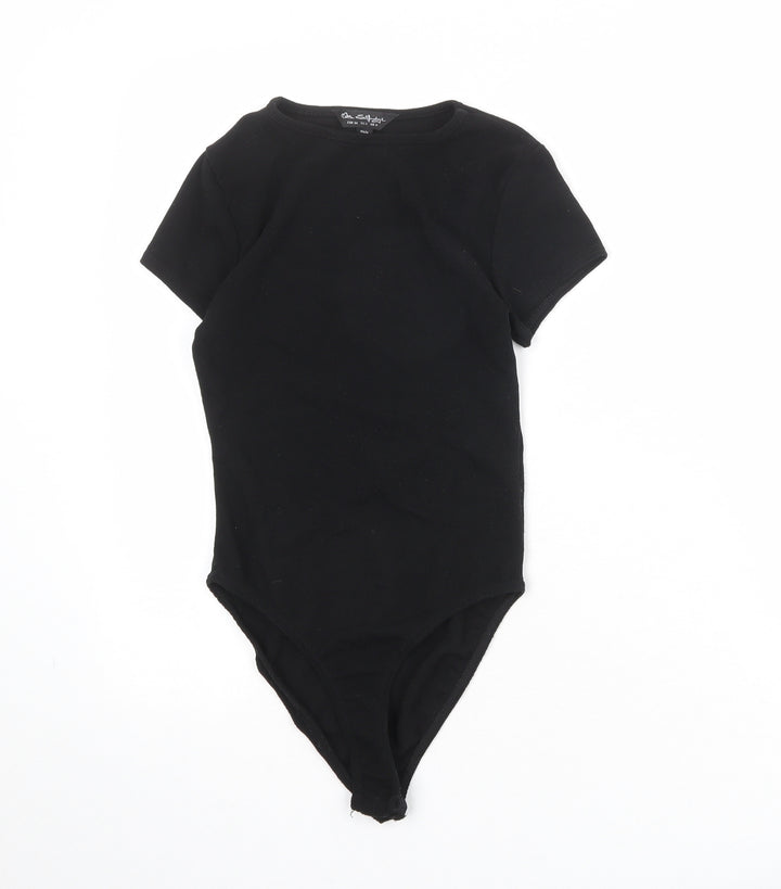 Miss Selfridge Womens Black Polyester Bodysuit One-Piece Size 6 Snap