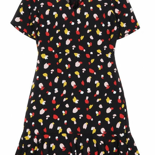Therapy Womens Black Geometric Polyester Skater Dress Size 8 V-Neck Zip