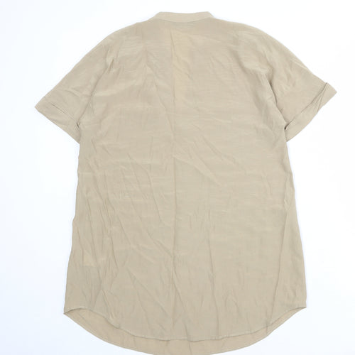 Marks and Spencer Womens Beige Viscose Basic Blouse Size 10 V-Neck
