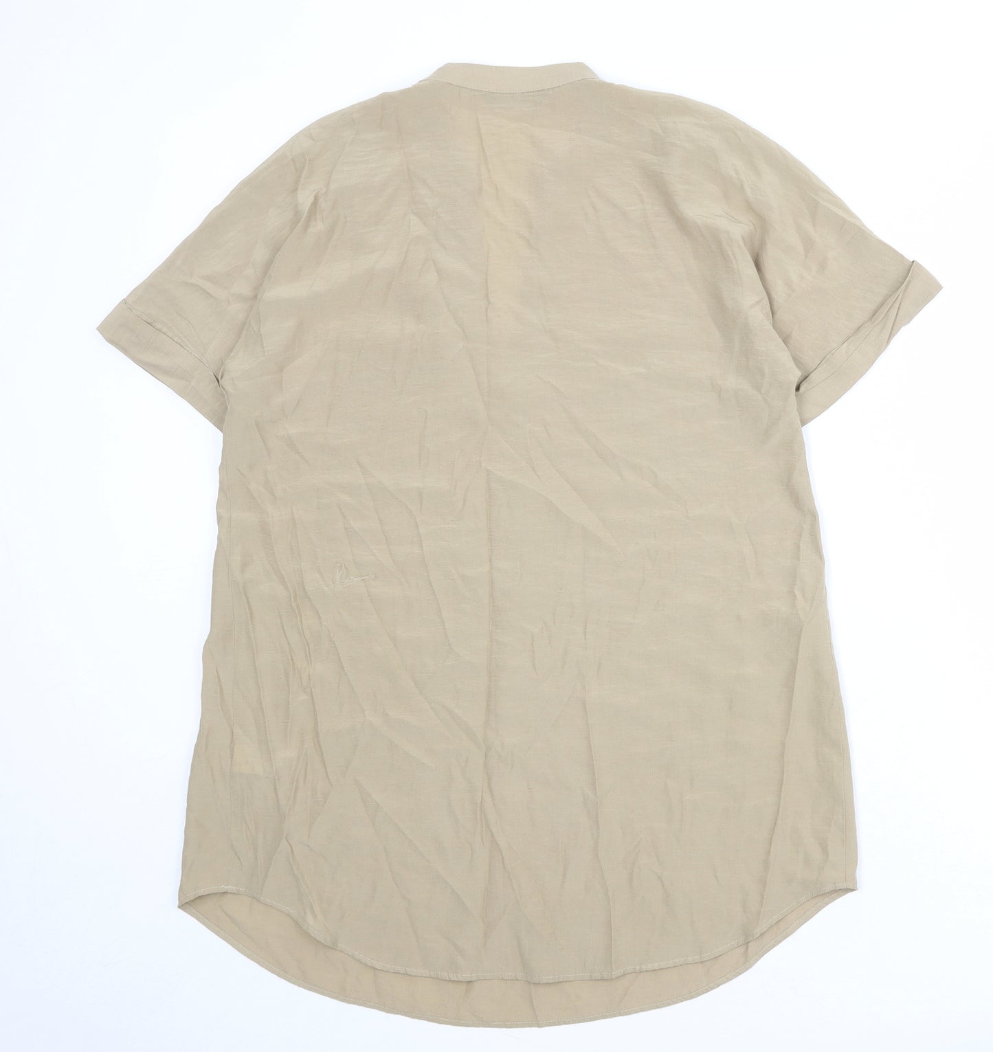 Marks and Spencer Womens Beige Viscose Basic Blouse Size 10 V-Neck